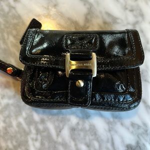 Michael Kora Black Patent wristlet.